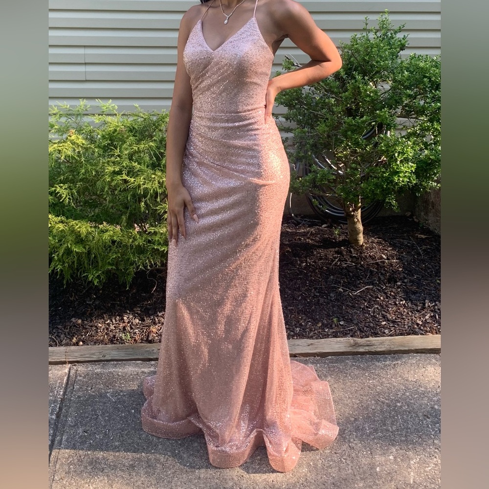 Coral pink prom dress with sequenced sparkles ✨💞